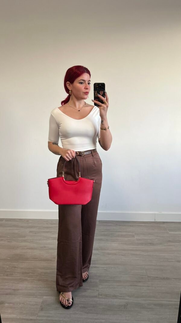Pantalón de Vestir Wide Leg Cinto Fino