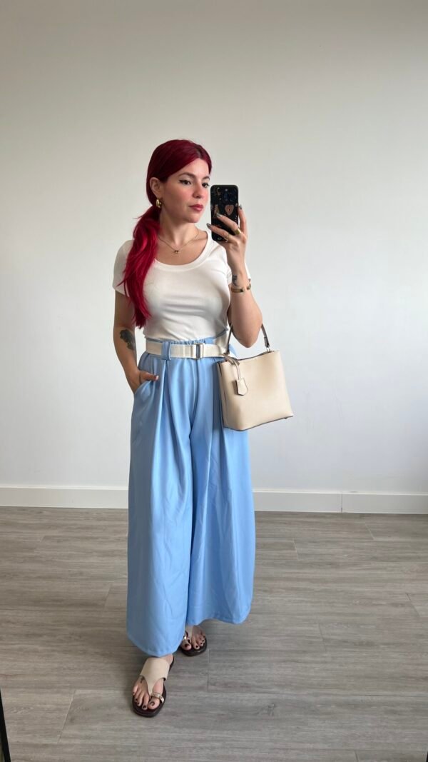 Pantalón Palazzo con Cinto Tejido