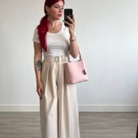 Pantalón Palazzo con Cinto Tejido