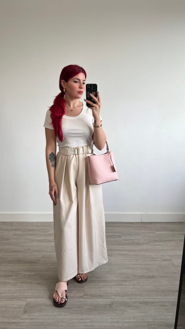 Pantalón Palazzo con Cinto Tejido