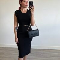 Vestido Largo de Punto con Cinto Fino