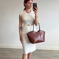 Vestido Largo de Punto con Cinto Fino