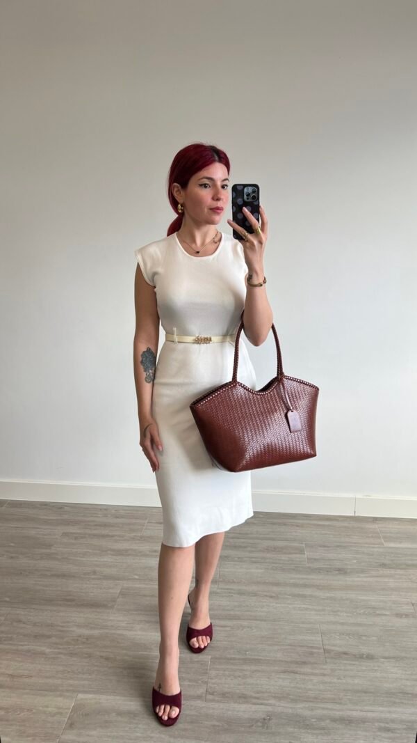 Vestido Largo de Punto con Cinto Fino