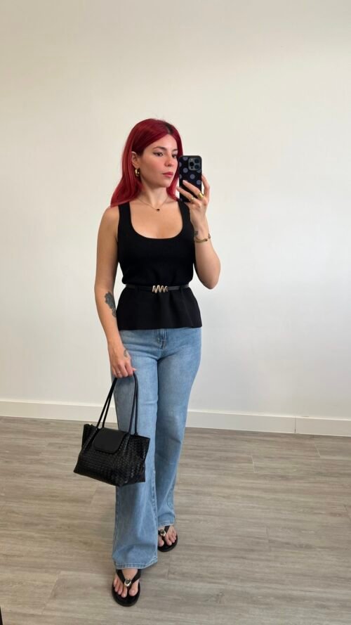 Top de Punto con Cinto Polipiel