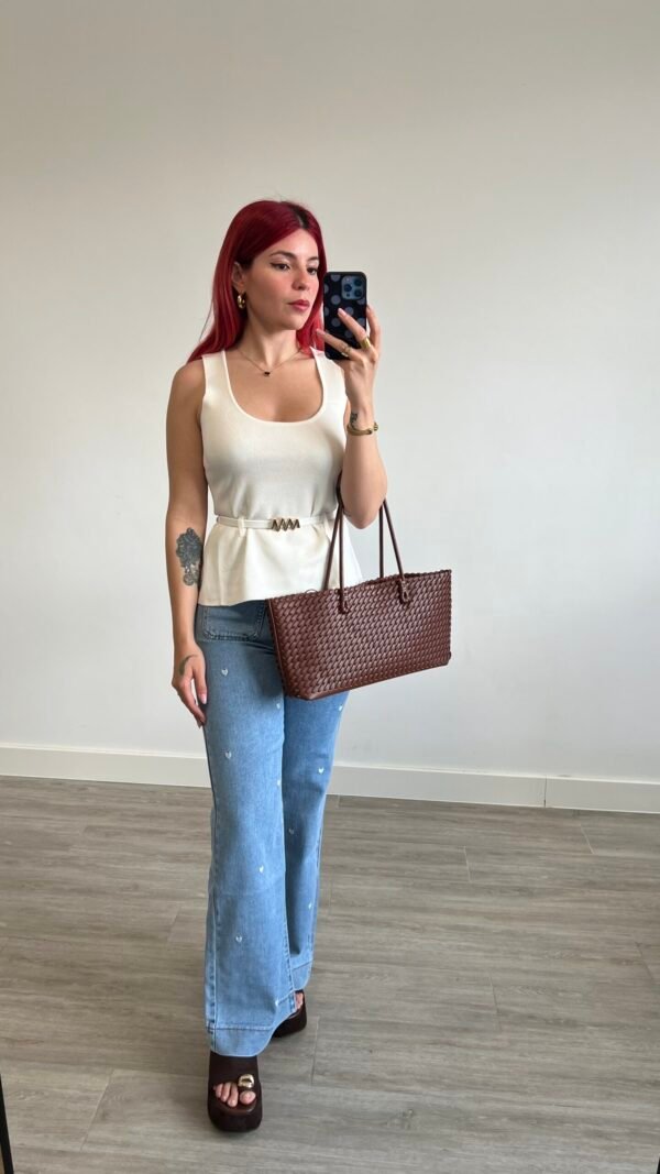 Top de Punto con Cinto Polipiel