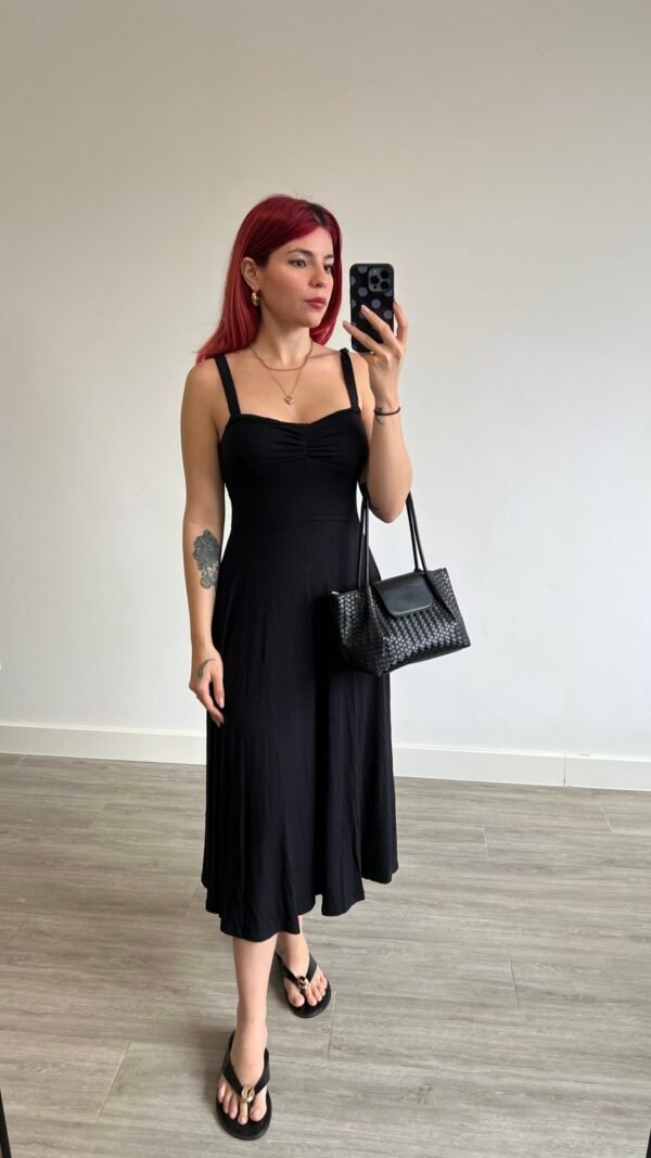 Vestido Largo de Punto Escote Fruncido