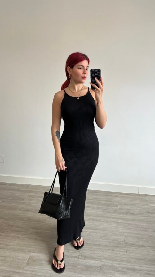 Vestido Largo Entallado de Punto