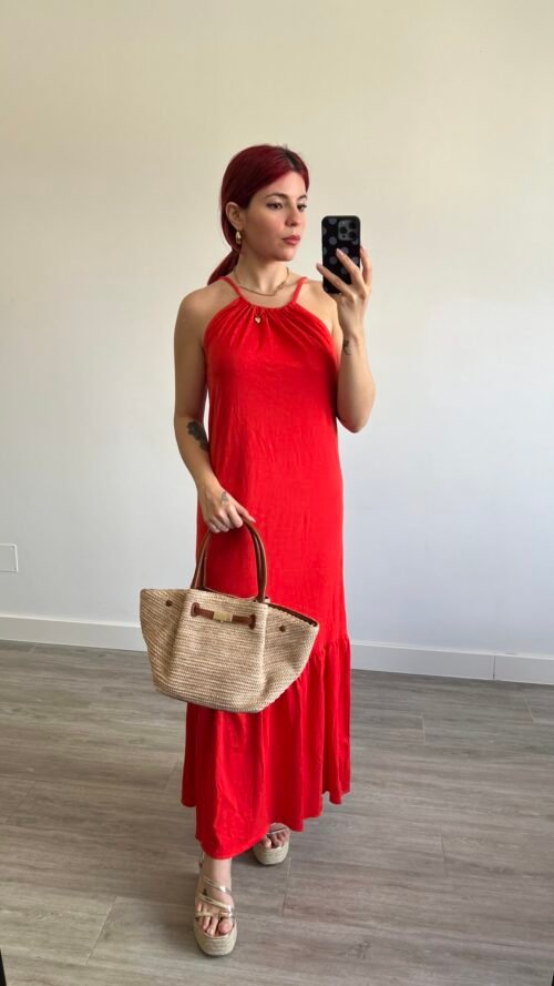 Vestido Largo Ancho Cuello Alto