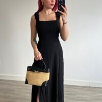 Vestido Largo Espalda Cruzada Lino