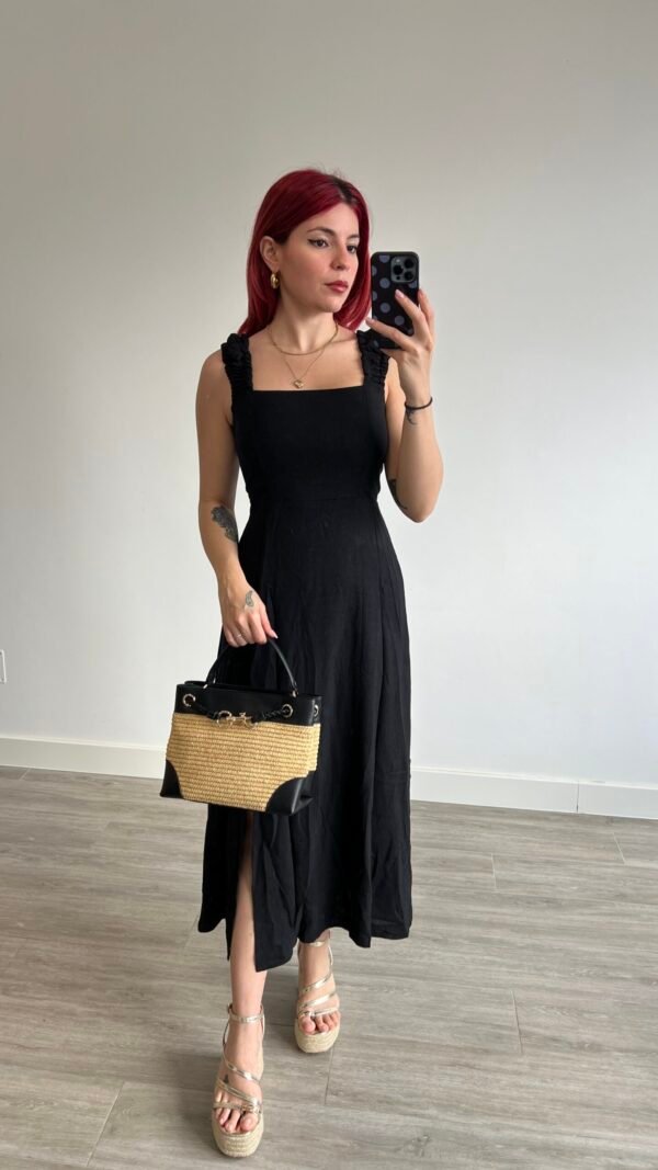 Vestido Largo Espalda Cruzada Lino