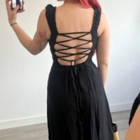 Vestido Largo Espalda Cruzada Lino