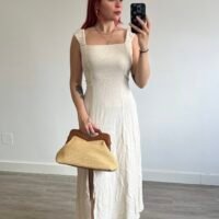 Vestido Largo Espalda Cruzada Lino