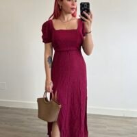 Vestido Largo Mangas Globo Espalda Cruzada