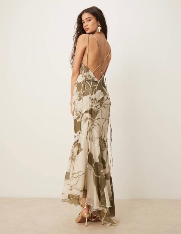 Vestido Largo Estampado Espalda Afuera