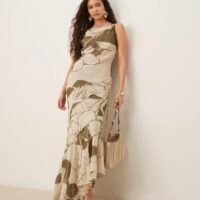 Vestido Largo Estampado Espalda Afuera