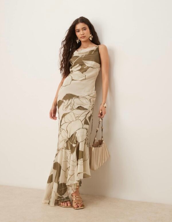 Vestido Largo Estampado Espalda Afuera