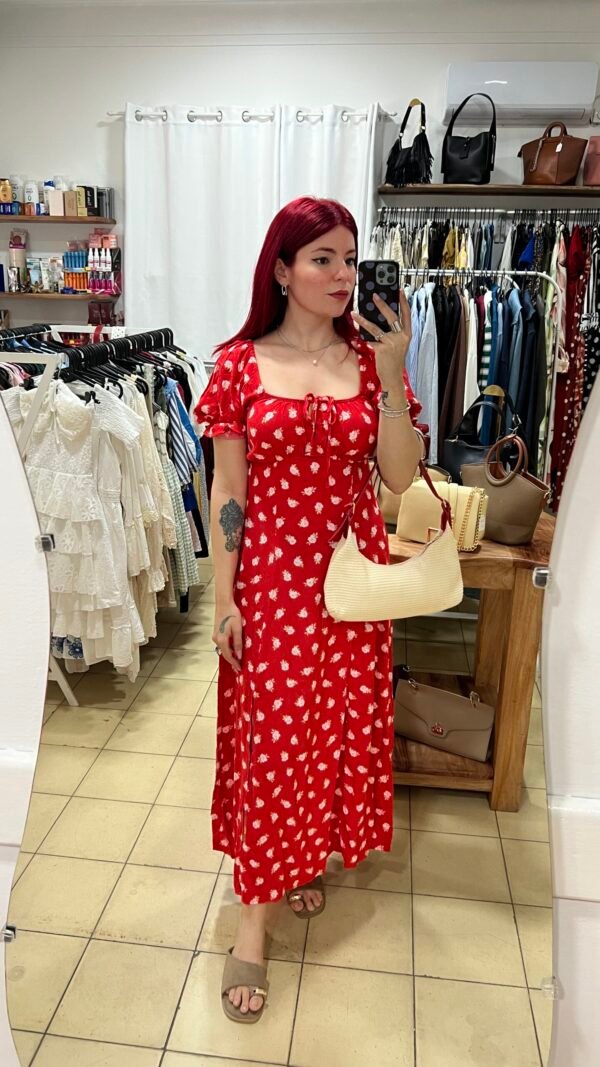 Vestido Largo Mangas Globo Estampado