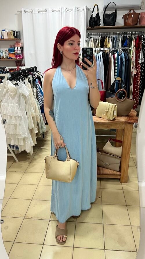 Vestido Largo Azul de Tirantes