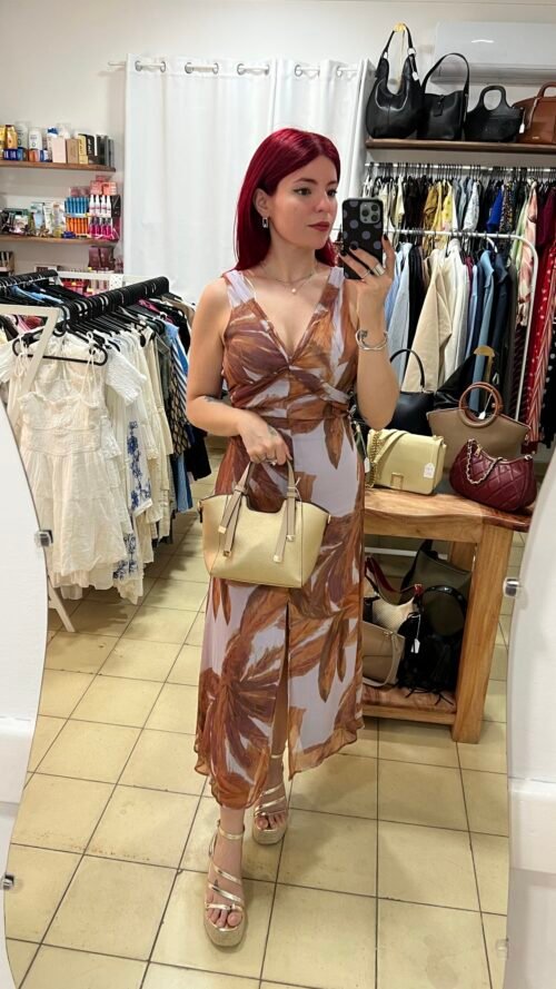 Vestido Largo Estampado Lila