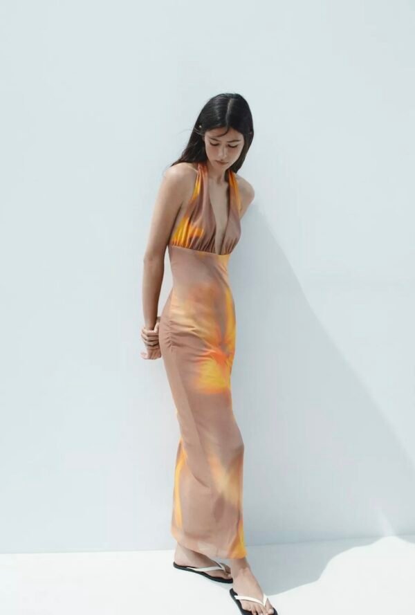 Vestido Largo Escote V de Flores