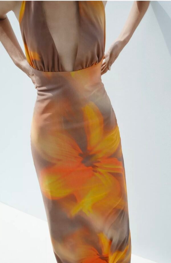 Vestido Largo Escote V de Flores