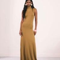 Vestido Largo Ajustado Mostaza