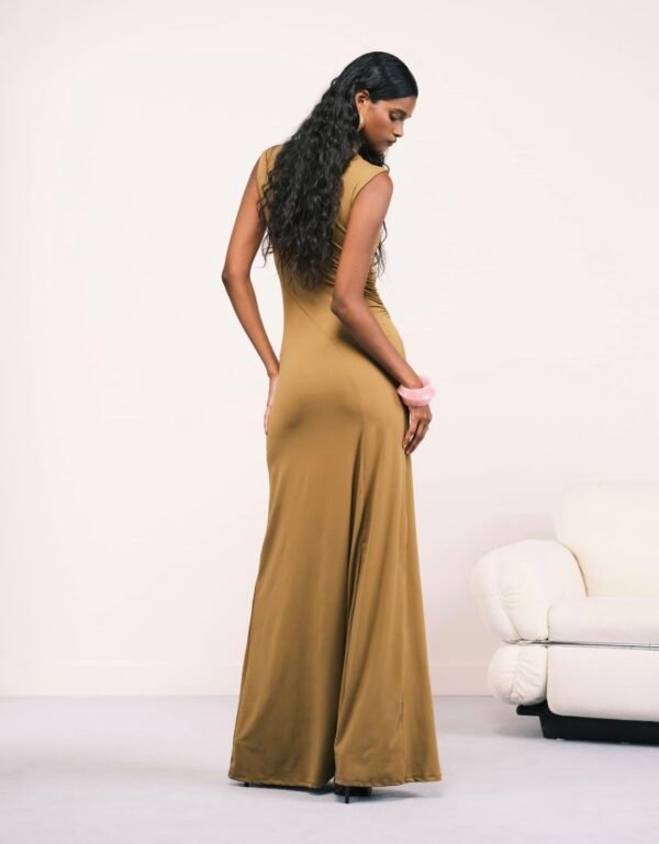 Vestido Largo Ajustado Mostaza