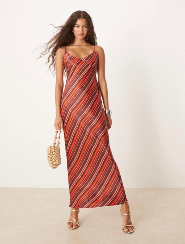 Vestido Largo Escote V de Rayas