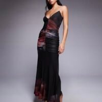 Vestido Largo de Tul Fruncido