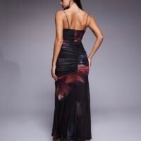 Vestido Largo de Tul Fruncido