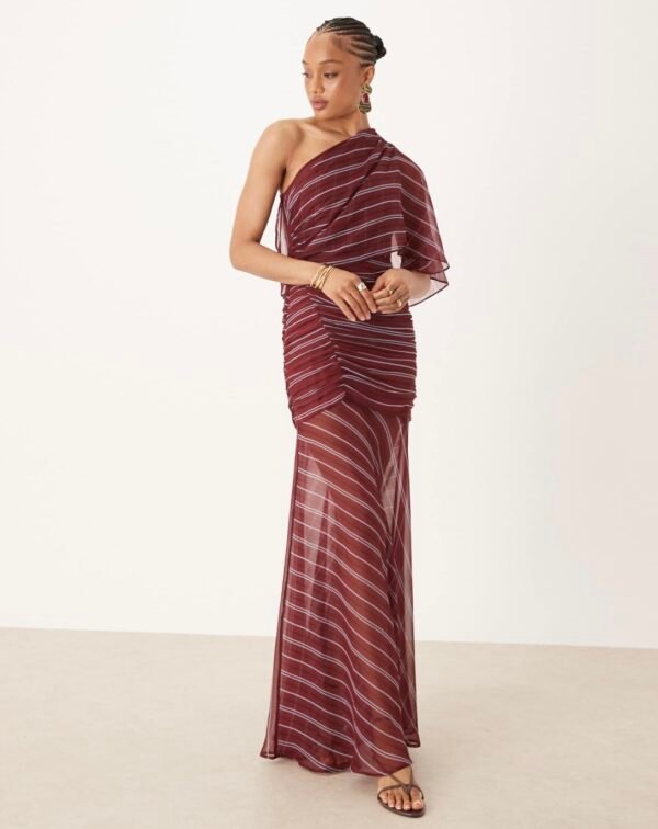 Vestido de Mangas Asimétricas de Rayas