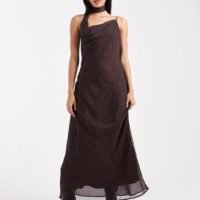 Vestido Largo de Lunares Carmelitas