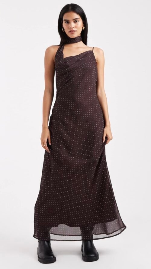 Vestido Largo de Lunares Carmelitas