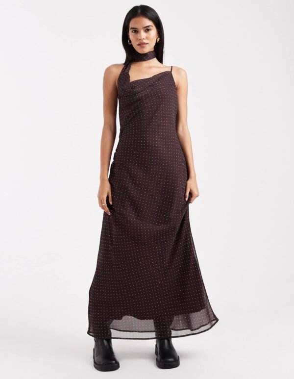 Vestido Largo de Lunares Carmelitas