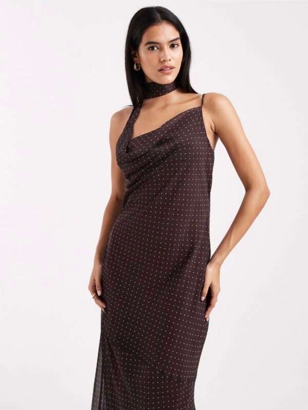 Vestido Largo de Lunares Carmelitas