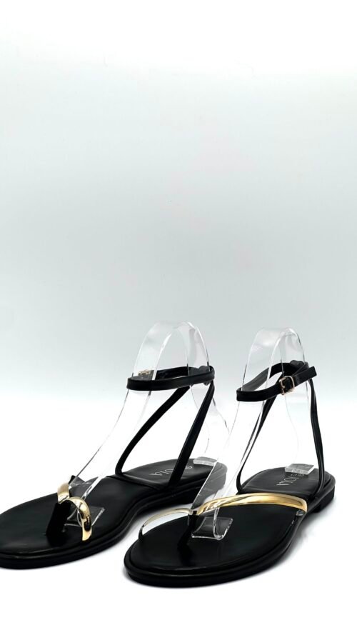 Sandalia Negra Agarrada al Tobillo