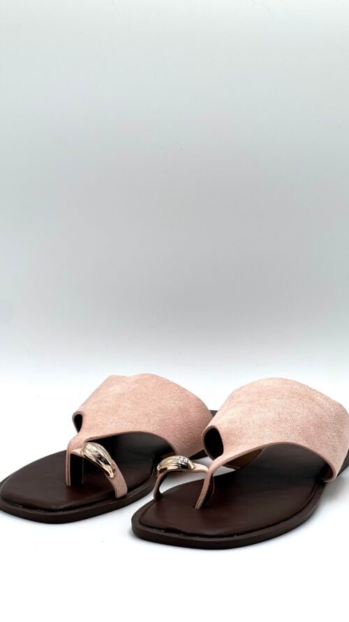 Sandalia Rosada Dedo Dorado