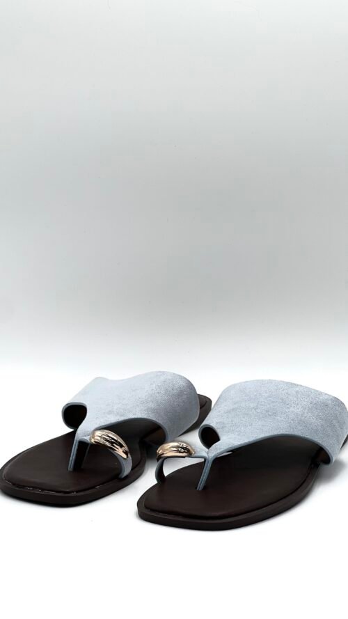 Sandalia Azul Dedo Dorado