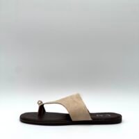 Sandalia Beige Dedo Dorado