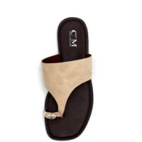 Sandalia Beige Dedo Dorado