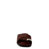 Sandalias Chocolate Estilo Pala Adorno Dorado