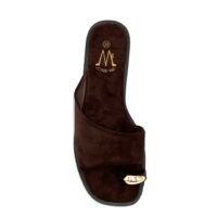 Sandalias Chocolate Estilo Pala Adorno Dorado