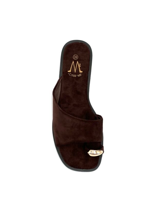 Sandalias Chocolate Estilo Pala Adorno Dorado