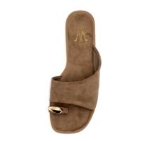 Sandalias Beige Estilo Pala Adorno Dorado