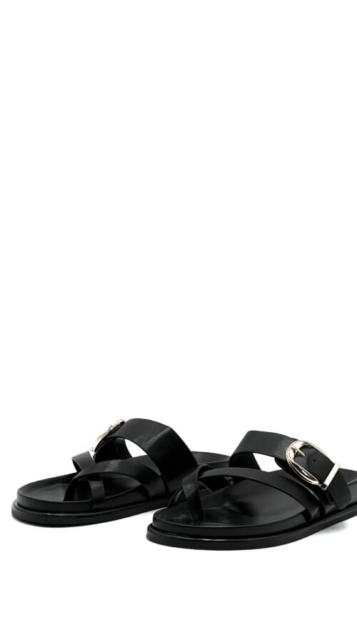 Sandalias Negras Tiras Cruzadas