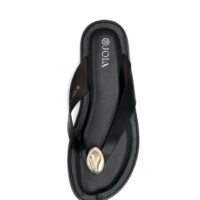 Sandalia Negra Descalzada Adorno Dorado