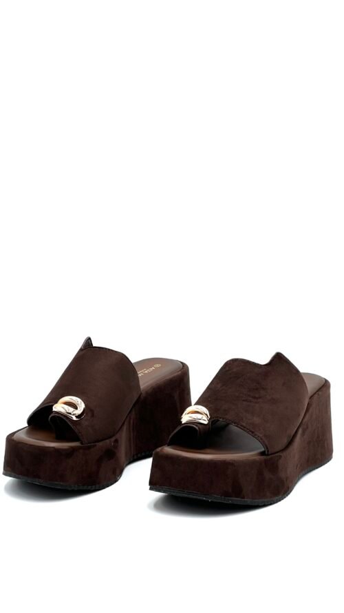 Plataformas Chocolate Descalzadas Anillo Dorado