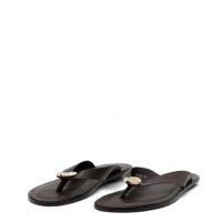 Sandalia Chocolate Descalzada Adorno Dorado