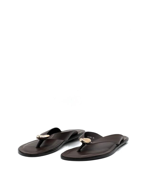 Sandalia Chocolate Descalzada Adorno Dorado