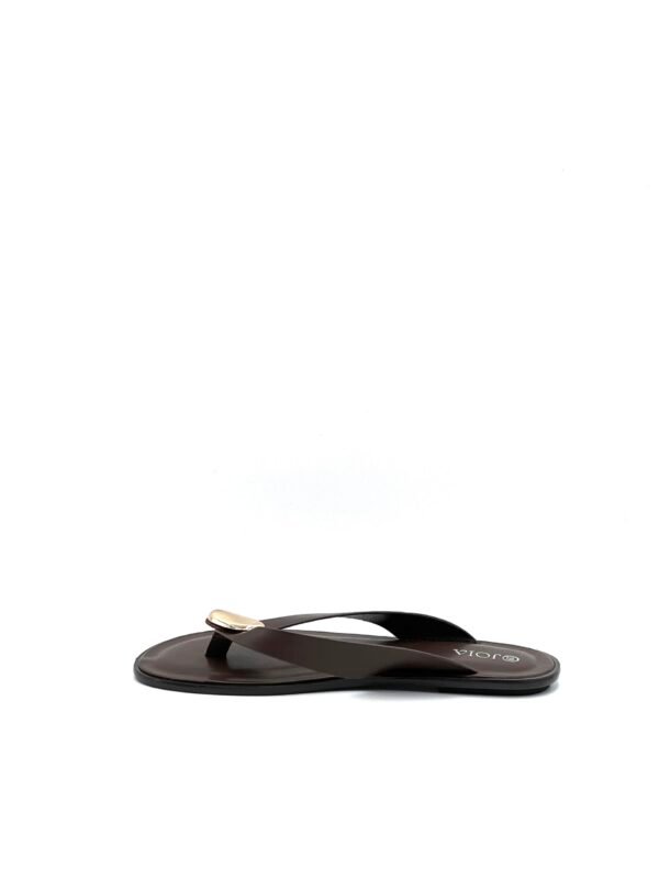 Sandalia Chocolate Descalzada Adorno Dorado